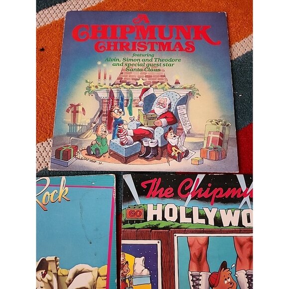 The Chipmunks LP Record Lot 3 Christmas, Chipmunk Rock, Hollywood Vintage Vinyl - Picture 4 of 12